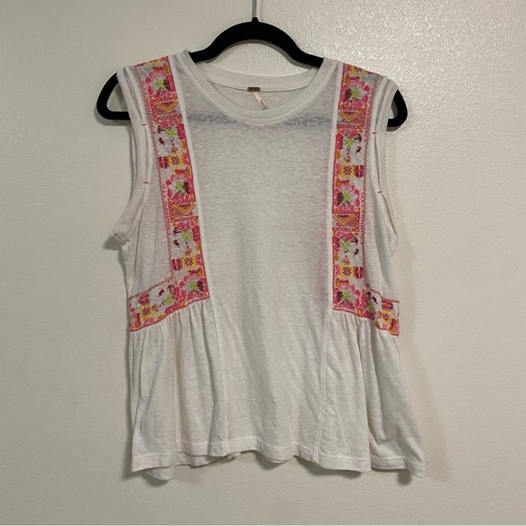 Free People Marcy Embroidered Peplum Ivory Top Size Small - Picture 8 of 13